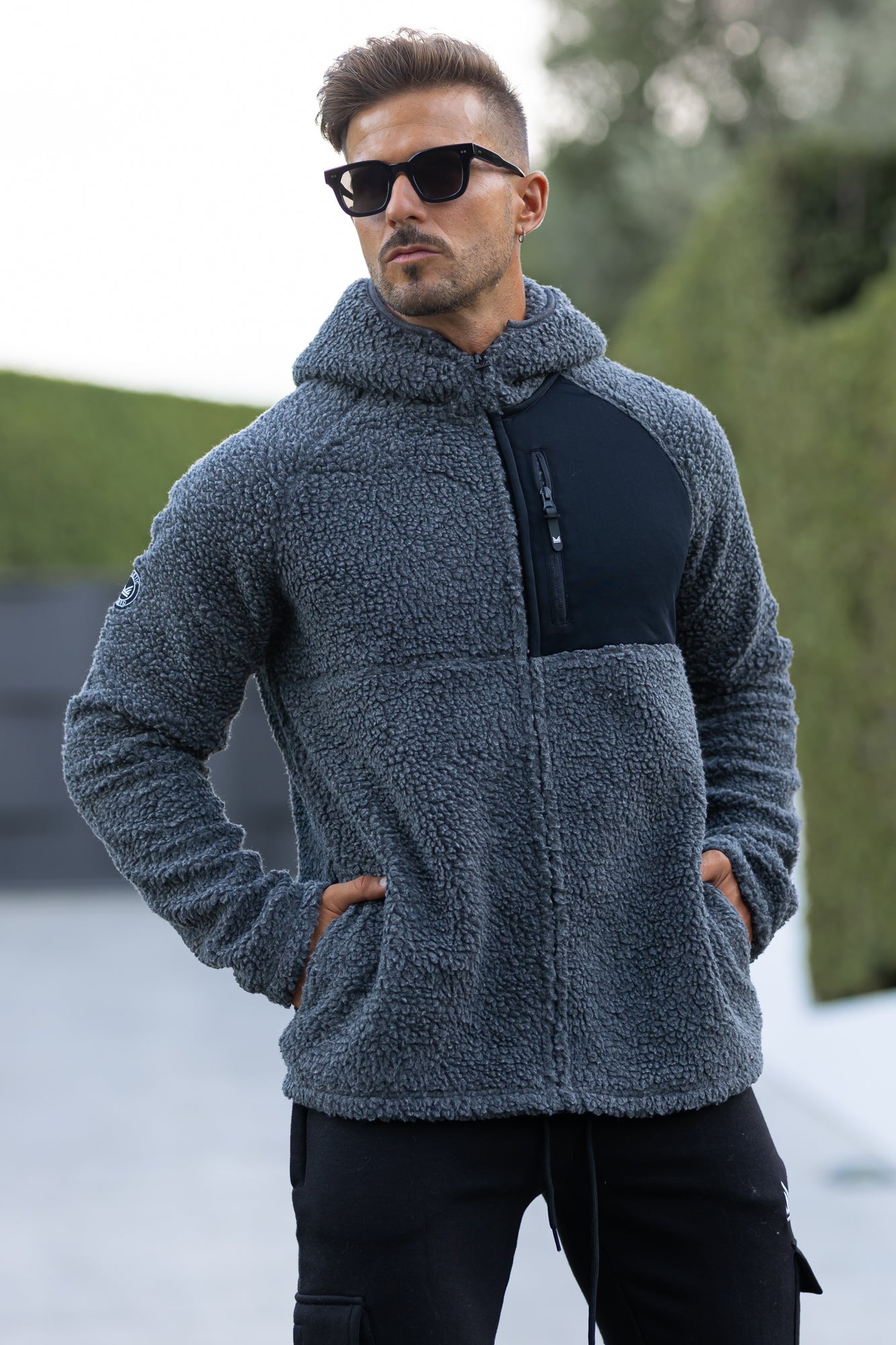 Calvin Sherpa Furr Hoodie - Charcoal (relax fit)