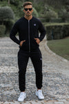 Embroidery Baseball Cotton Tracksuit - Black