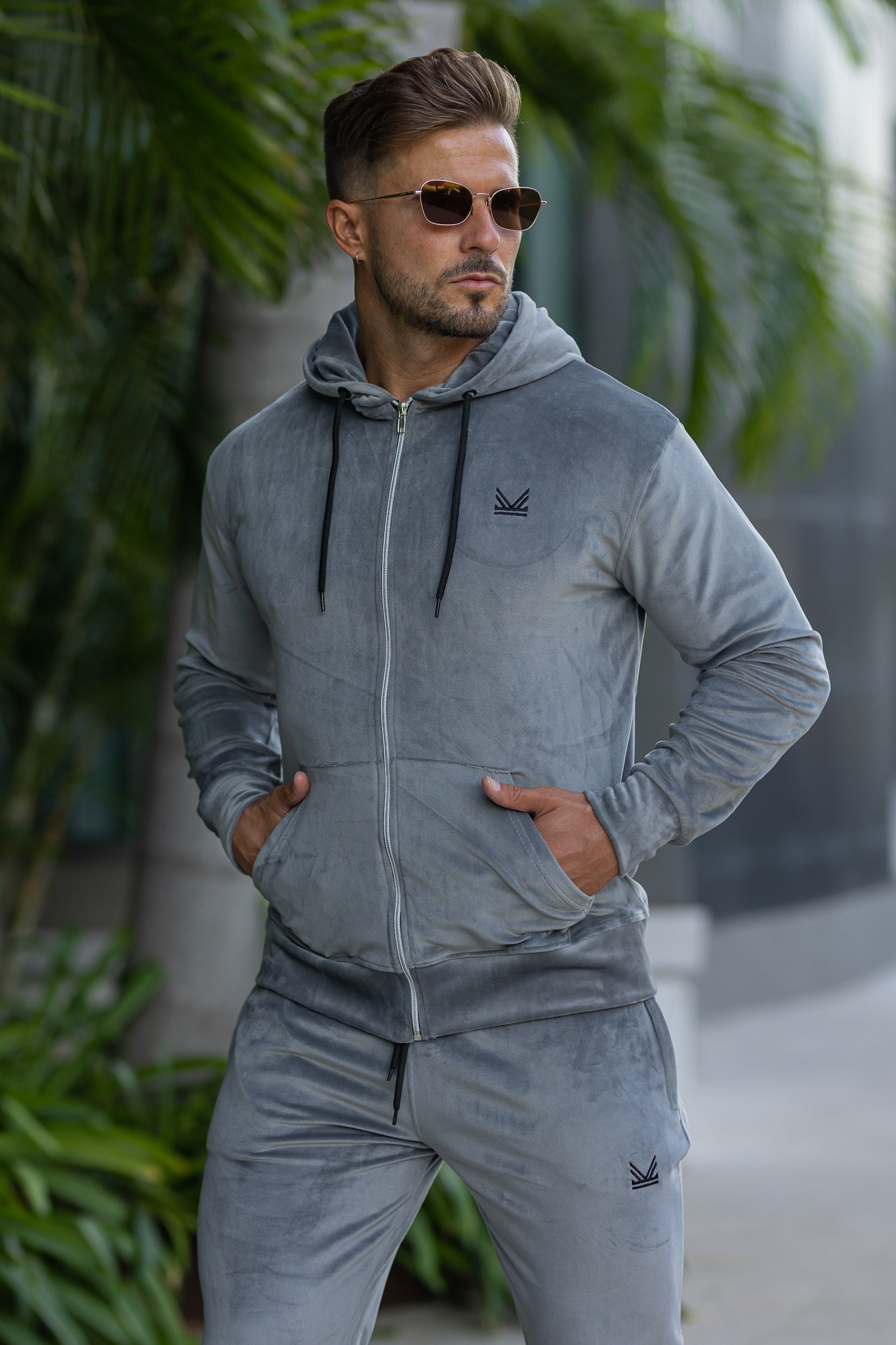 Legacy Velour Hoodie - Silver