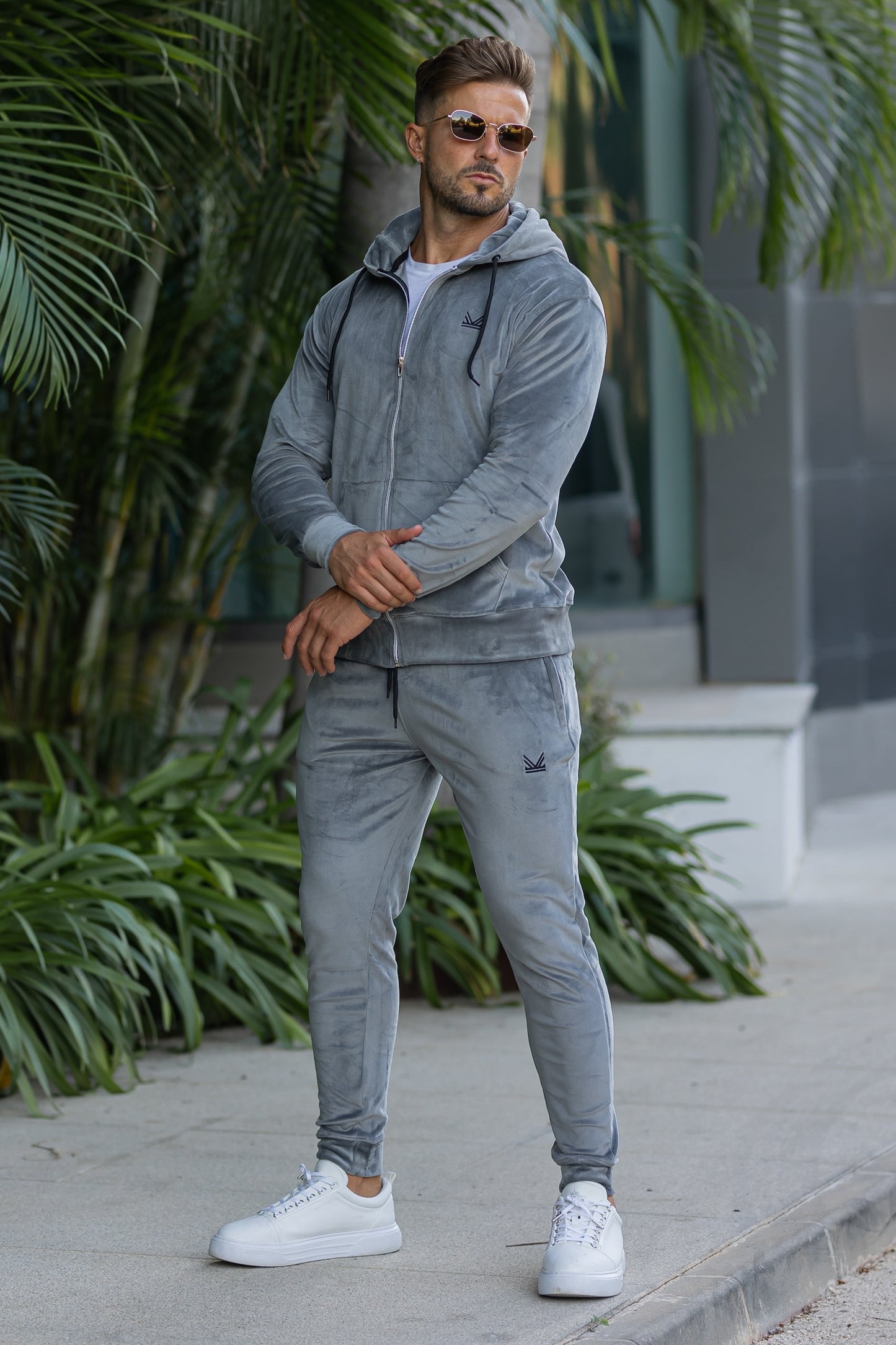 Legacy Velour Hoodie - Silver