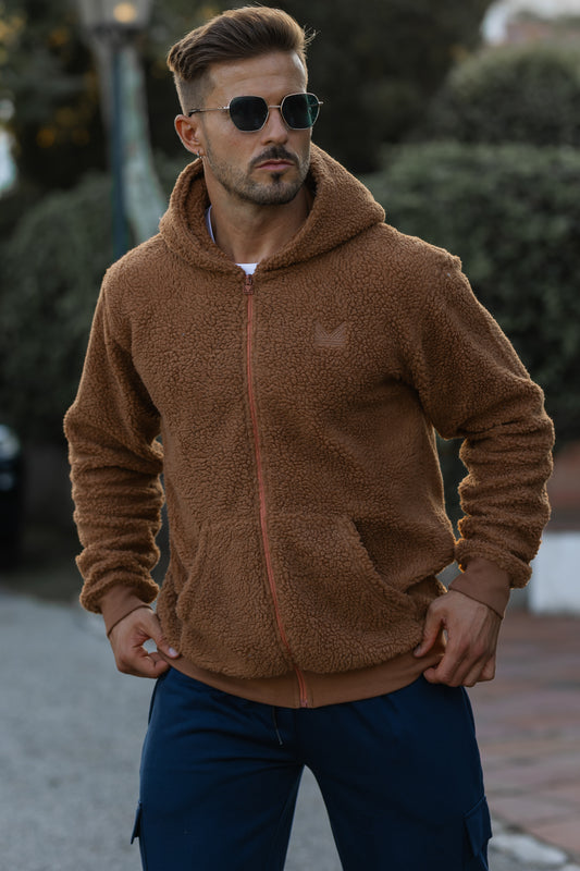 Gothic Sherpa Furr Hoodie - Brown (relax fit)