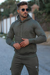 Emboss Cotton Hoodie - Olive