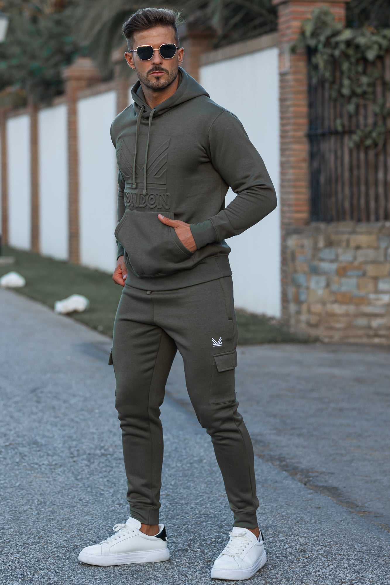 Emboss Cotton Tracksuit - Olive