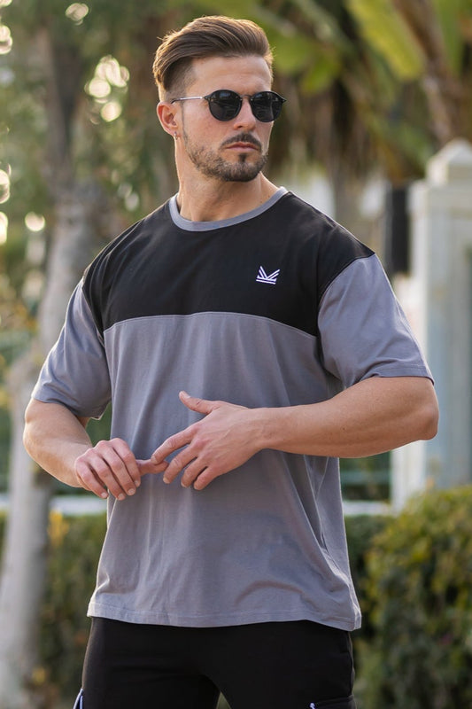 Oversize Cargo Cotton Tee - Silver/Black