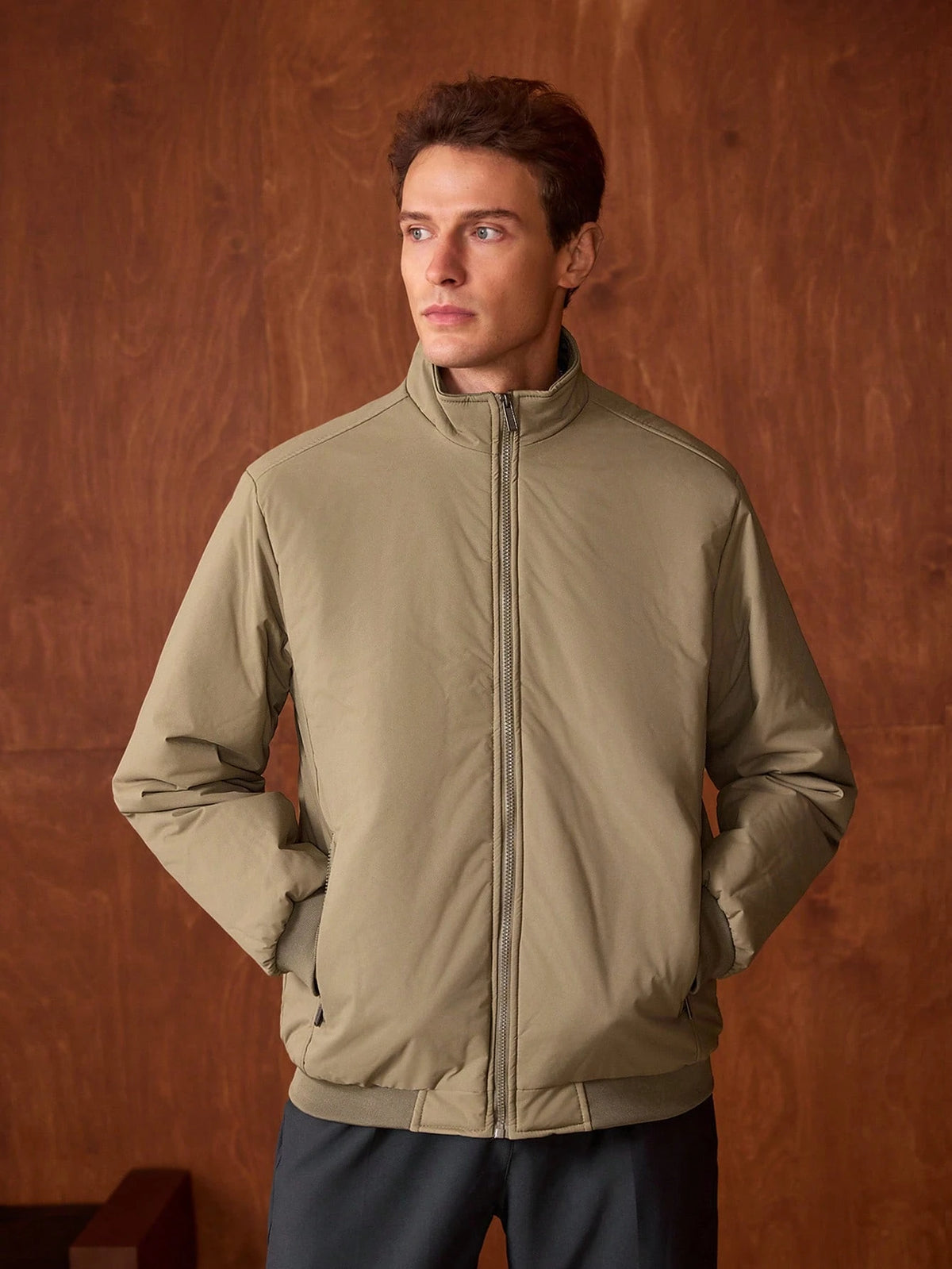 JS-28 Khaki memory jacket with inside quilting