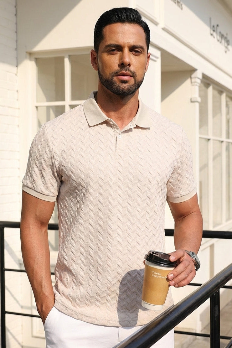 HD Textured Polo - Rich/Cream
