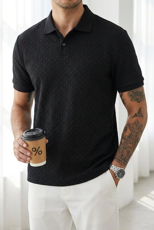 HD Textured Polo - Black
