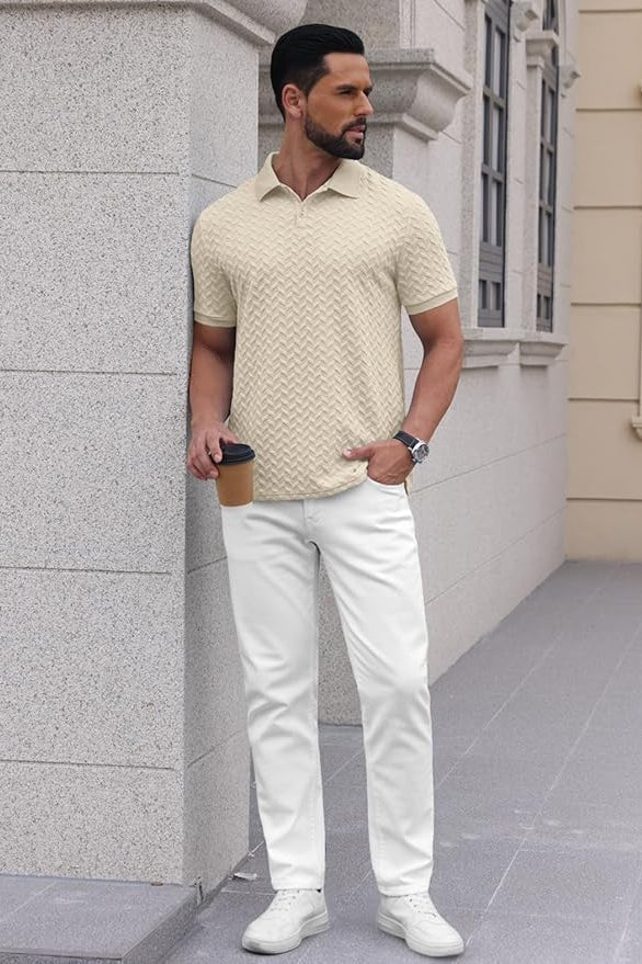HD Textured Polo - Rich/Cream