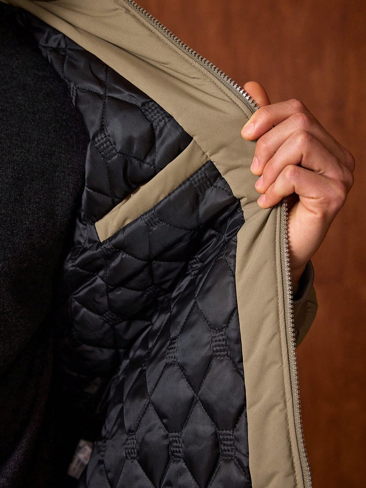 JS-28 Khaki memory jacket with inside quilting