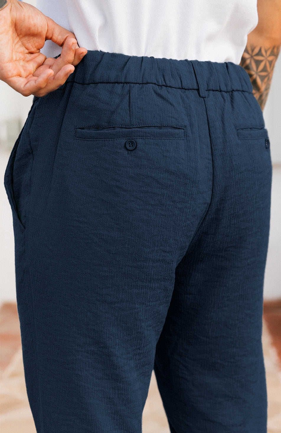 Crinkle Pants - Navy