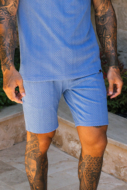 Monaco Snake Textured Shorts - Blue