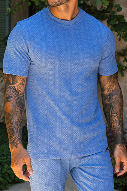 Monaco Snake Textured T-Shirts - Aqua-Blue