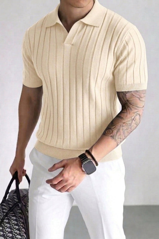 Rebel Drop Needle Texture Polo - Cream