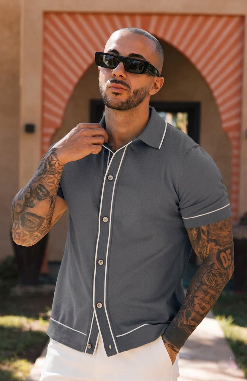 Cedro Cotton Polo Shirt Grey