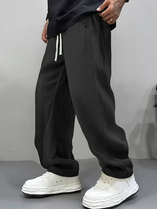 Texture Line NoSpandex  StraightFit Trouser  - Black