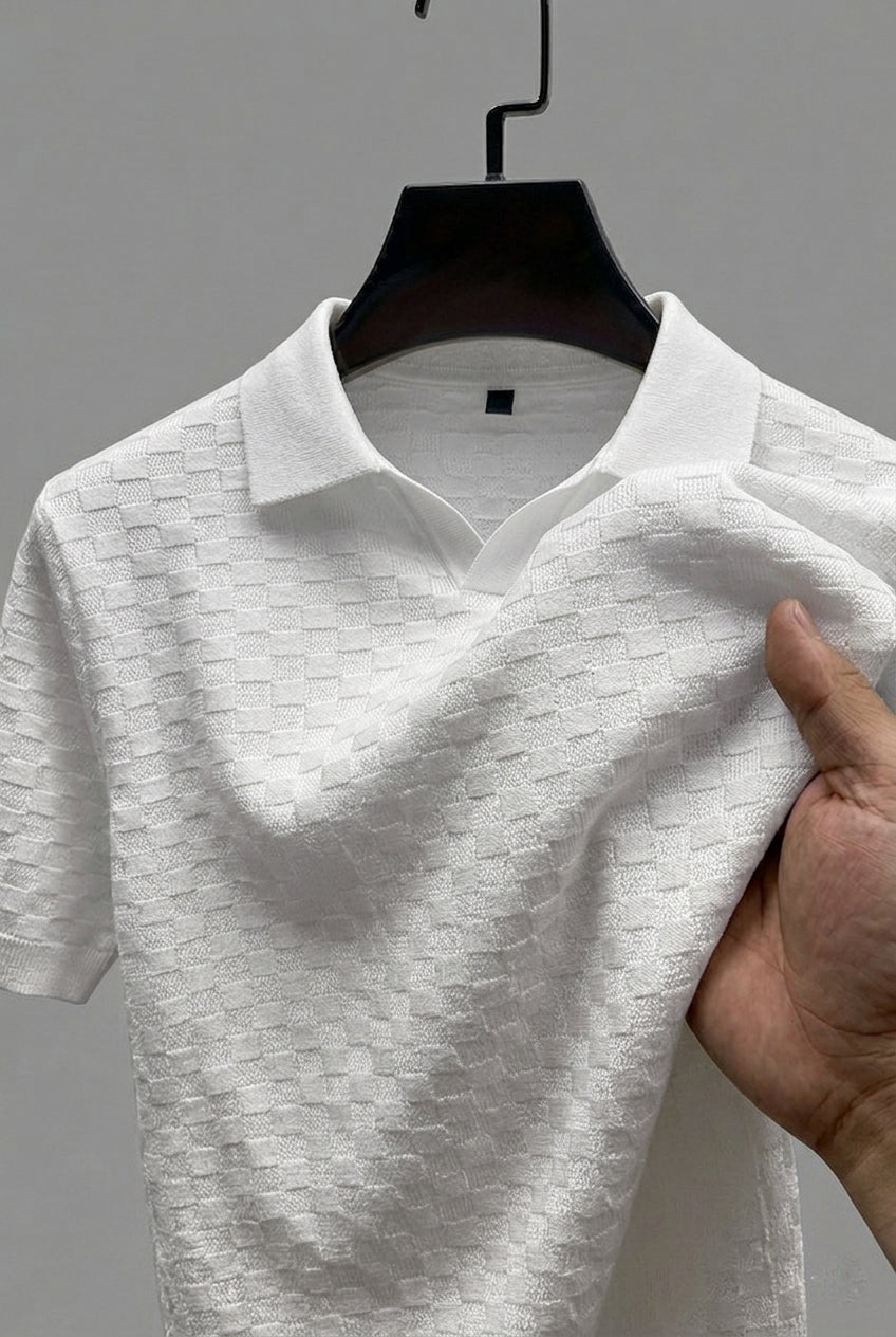 LUX Box Textured Polo - Egg-White