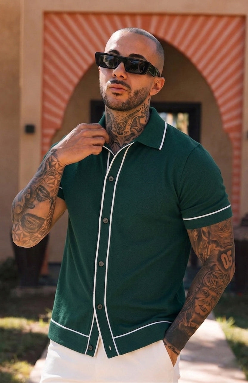 Cedro Cotton Polo Shirt Teal-Green