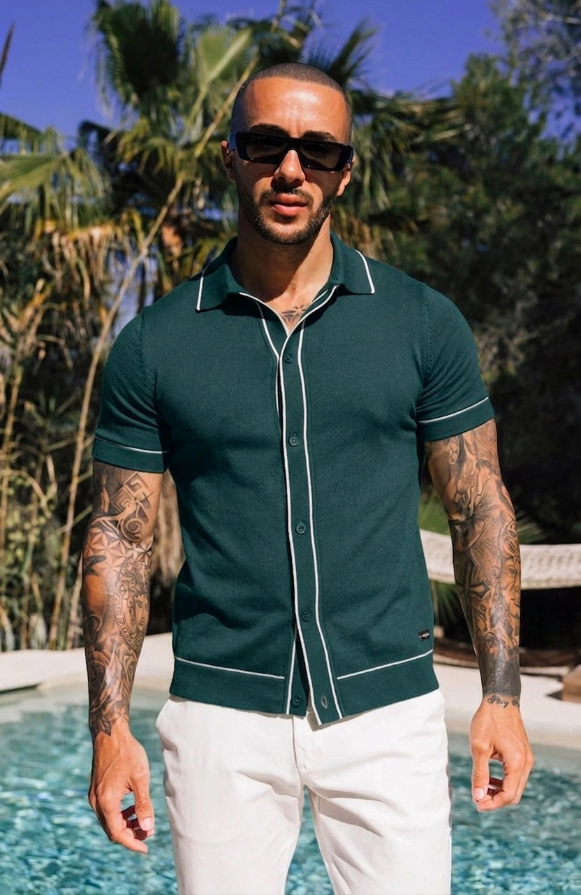 Cedro Cotton Polo Shirt Teal-Green