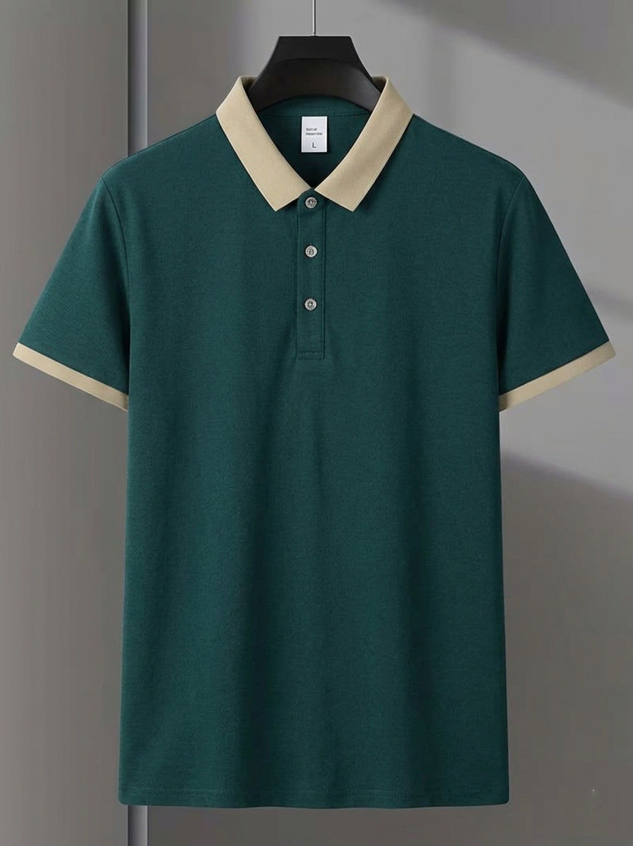 Contrast Cotton Polo - Tea Green