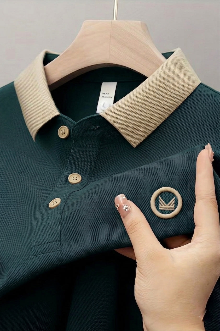 Contrast Cotton Polo - Tea Green