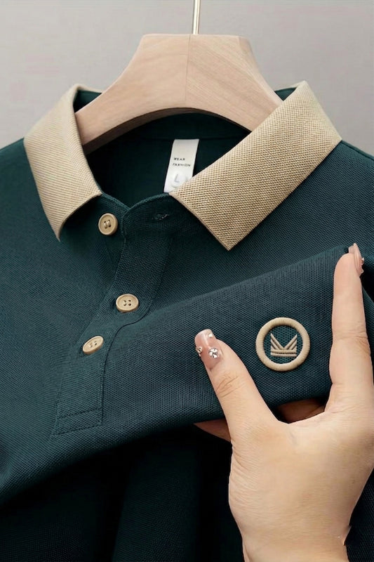 Contrast Cotton Polo - Tea Green