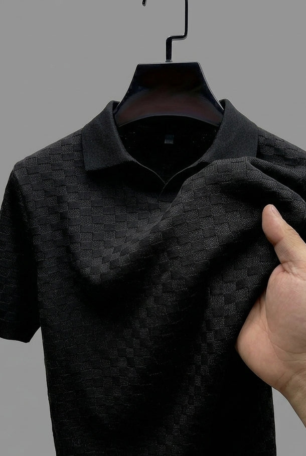 LUX Box Textured Polo - Black