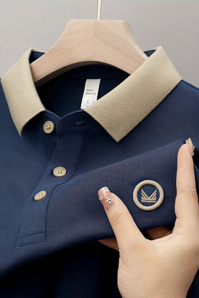 Contrast Cotton Polo - Navy