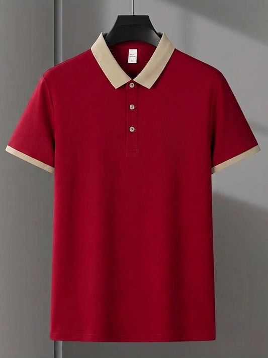 Contrast Cotton Polo - Red