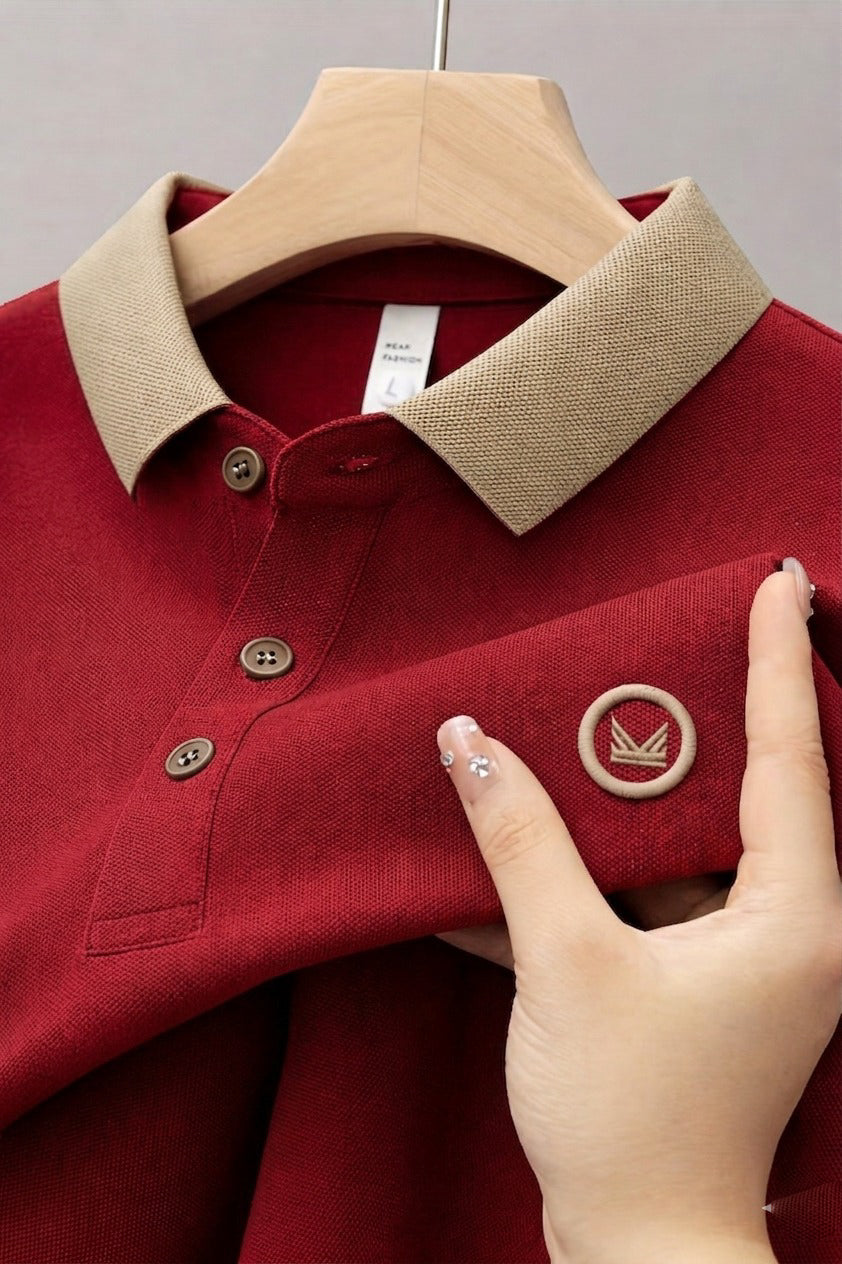 Contrast Cotton Polo - Red