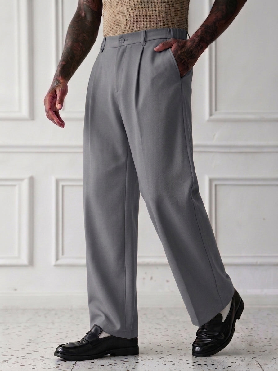 Korean Pants WideLeg SpandexDry - Charcoal
