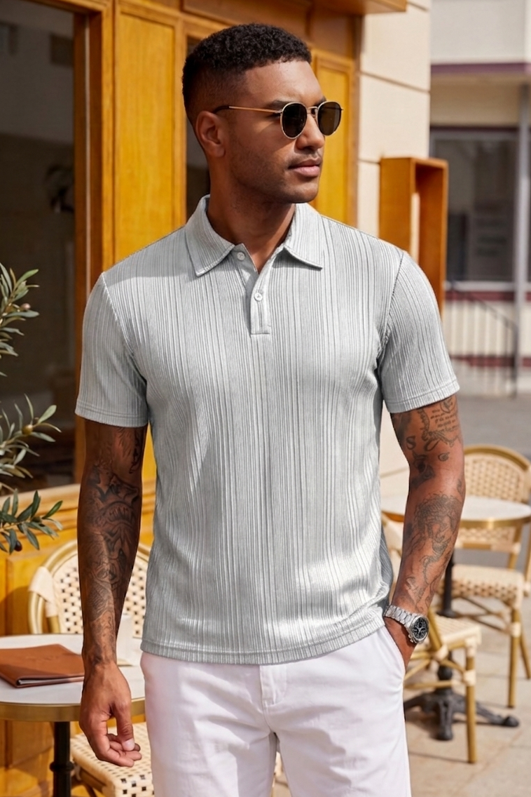 Rich Texture Polo - Silver