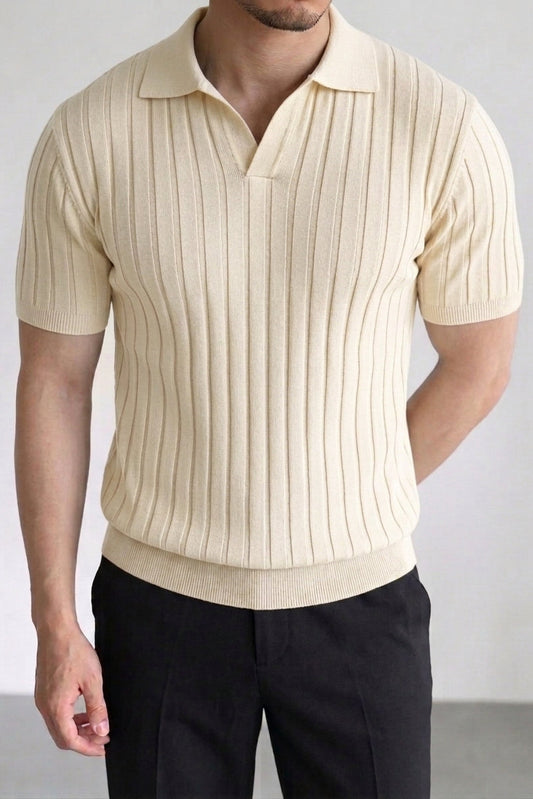 Rebel Drop Needle Texture Polo - Cream