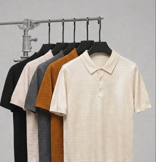 Popcorn Texture Polo - Pearl