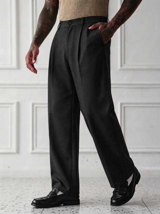 Korean Pants WideLeg SpandexDry - Black
