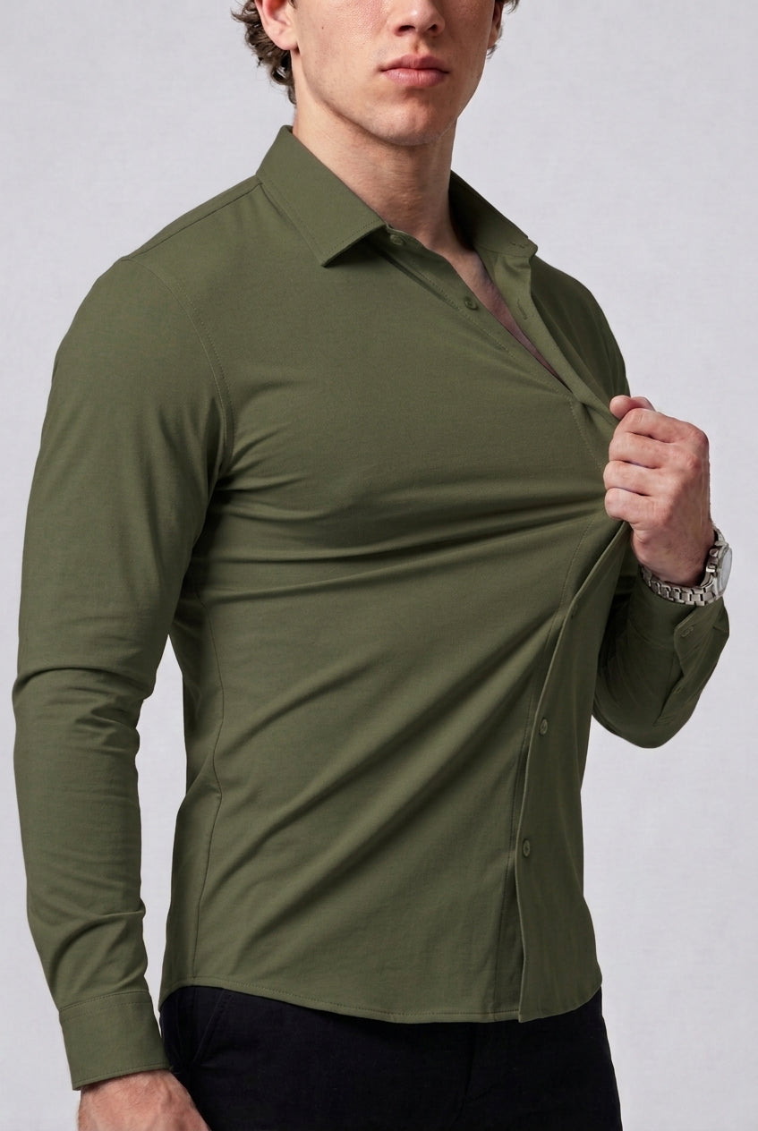 Prime Spandex Dress Shirt - Olive