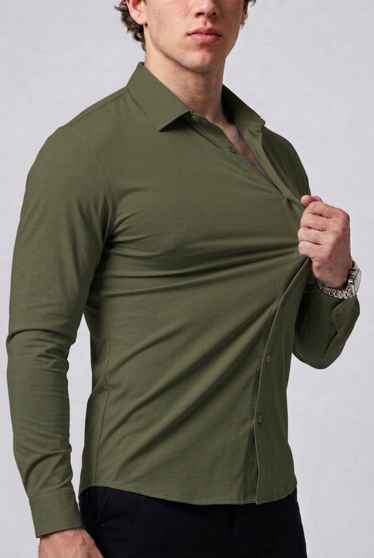 Prime Spandex Dress Shirt - Olive