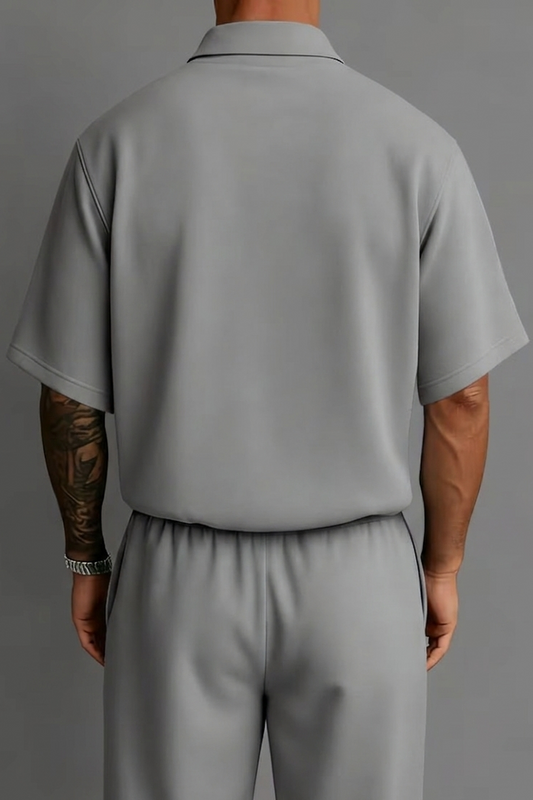 Charlie Drop Shoulder Polo - Grey