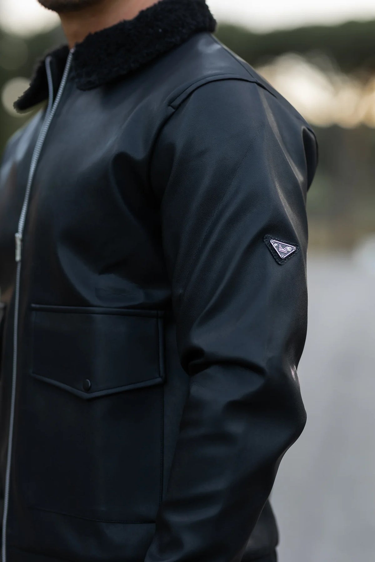 Bike Faux Leather Jacket - Black