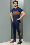 Vibrant Cotton Polo Tracksuit - Navy