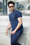 Monaco Cotton Zip Polo Tracksuit - Navy