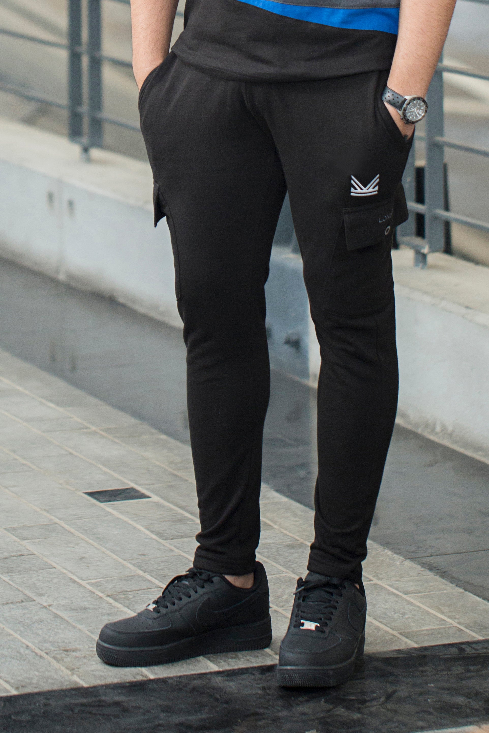 Slimfit Cargo London Cotton Terry Trouser - Black