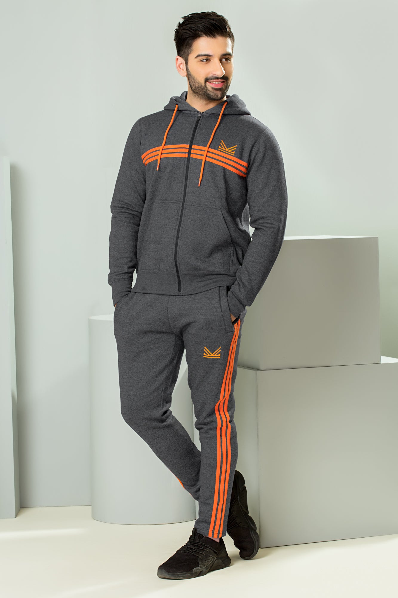 3 Strip Tracksuit - Charcoal