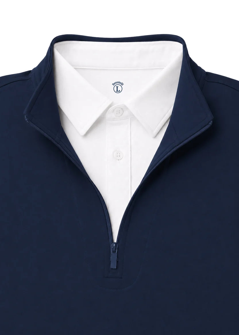 Quarter Zip w/ Built in Polo Collar - Navy