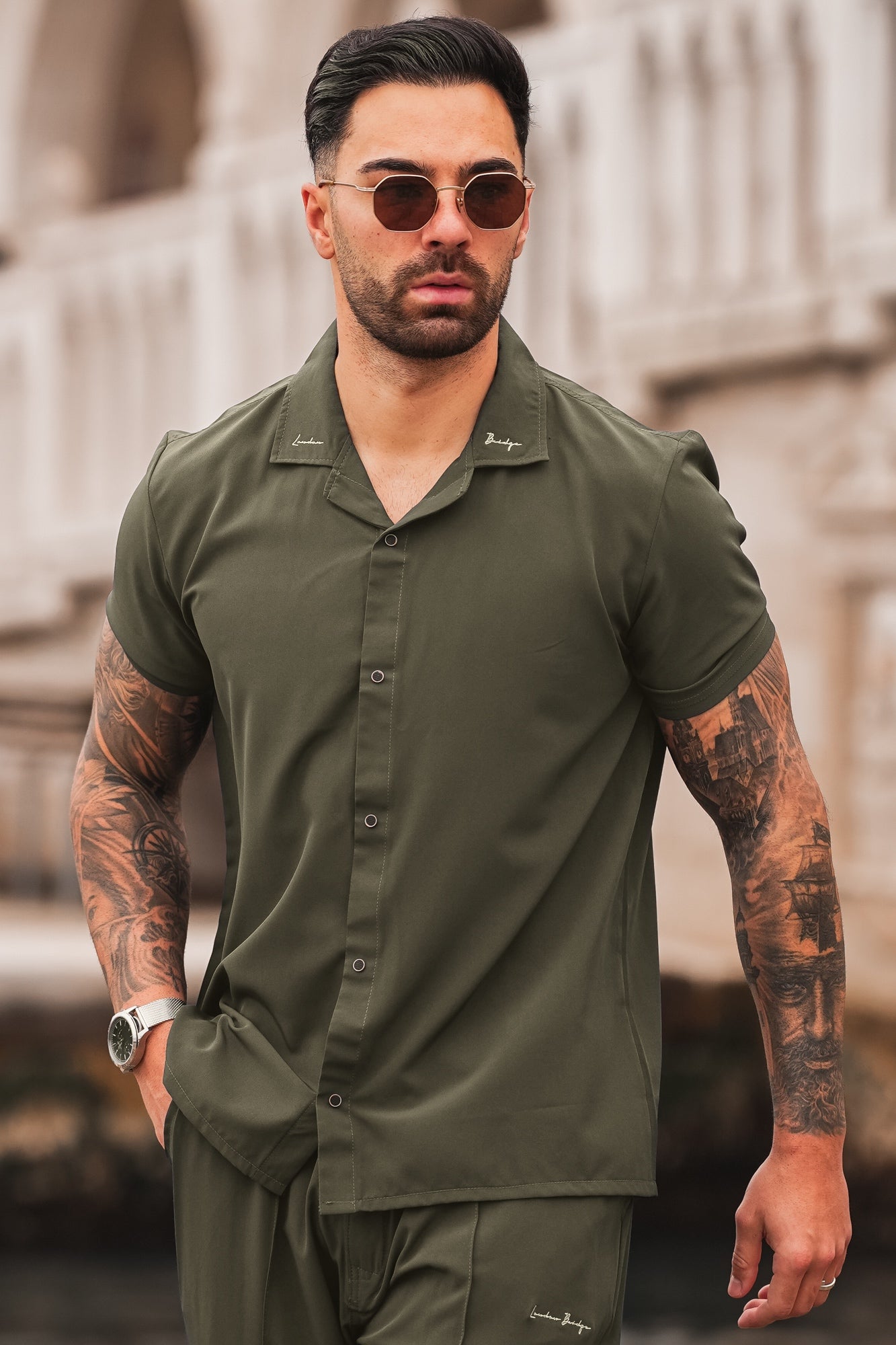 marbella Signature Spandex Poly Shirt - Olive