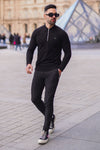 Pinstrip Cotton Polo Tracksuit - Black