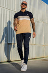 French Cotton Twinset - Navy/Sand