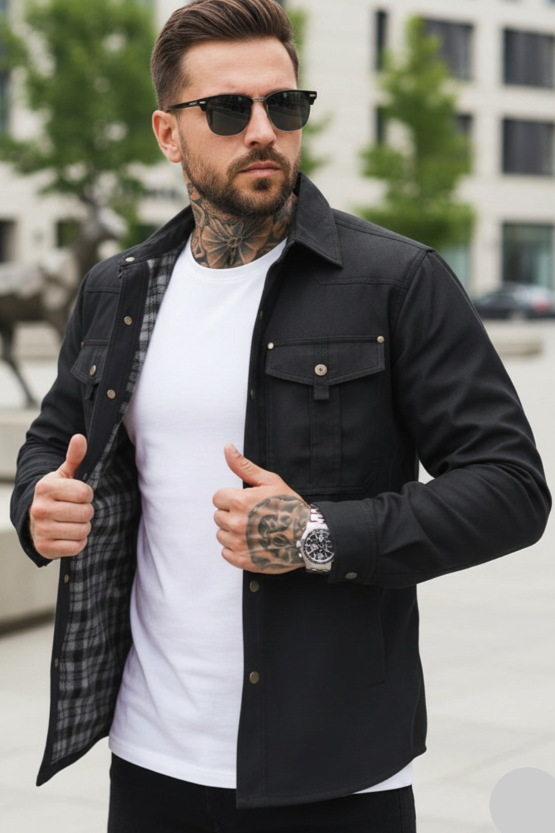 Superstar Trucker Twill Shacket - Black