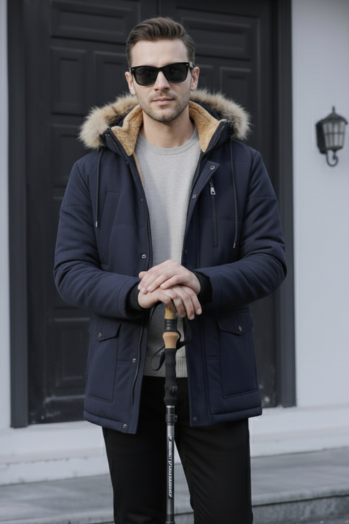 Mountain Track Imported Hoodie - Navy