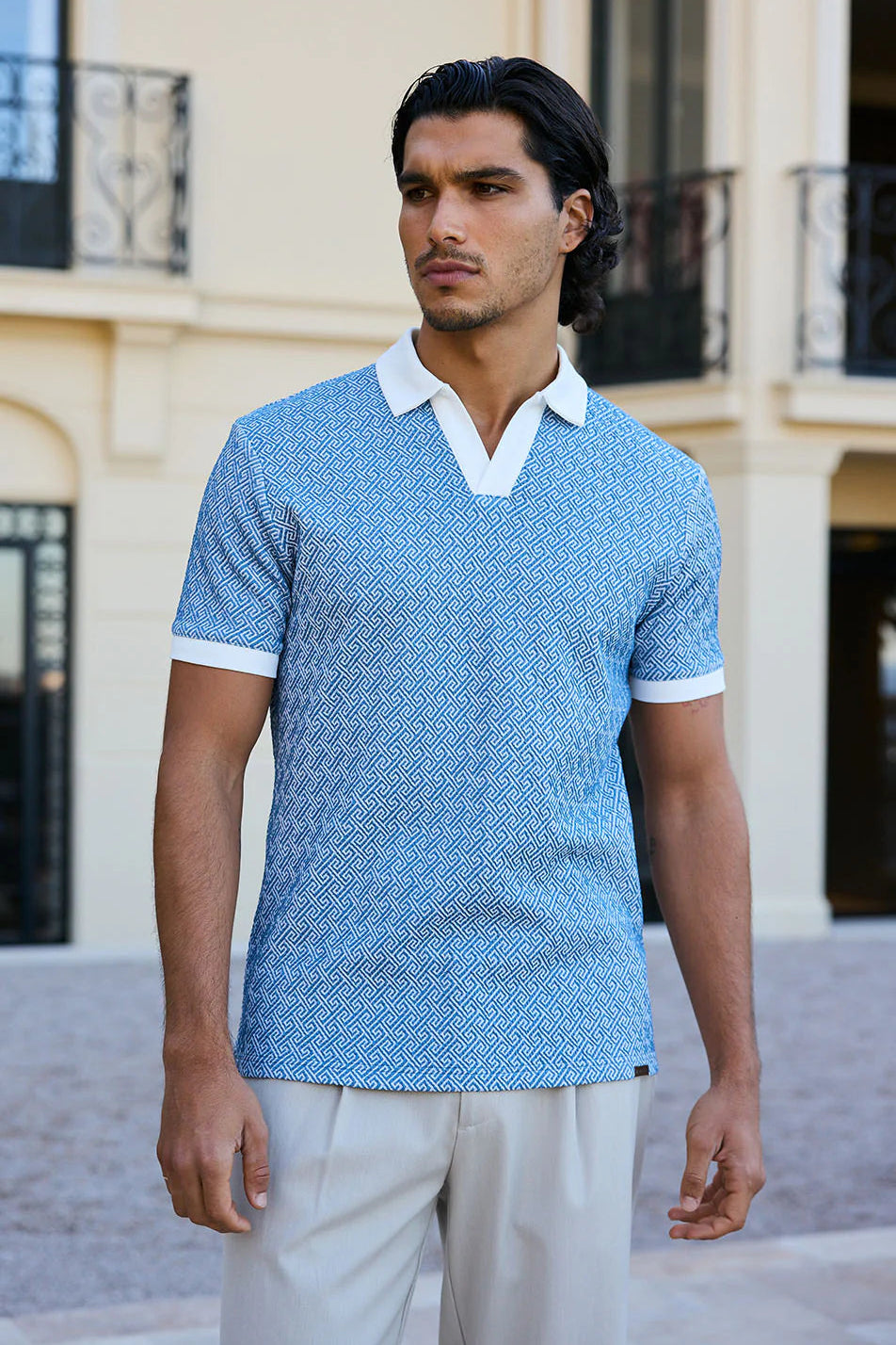 French Knitted Polo - Aqua-Blue