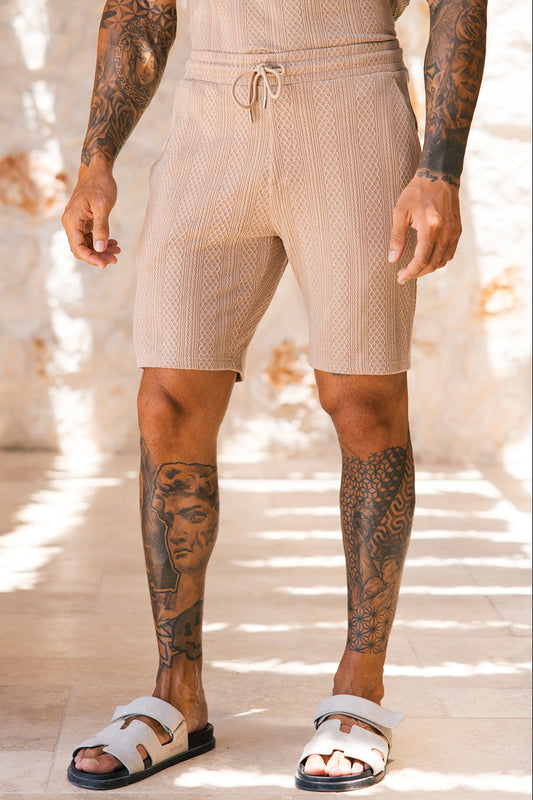 Monaco Snake Textured Shorts - Cream